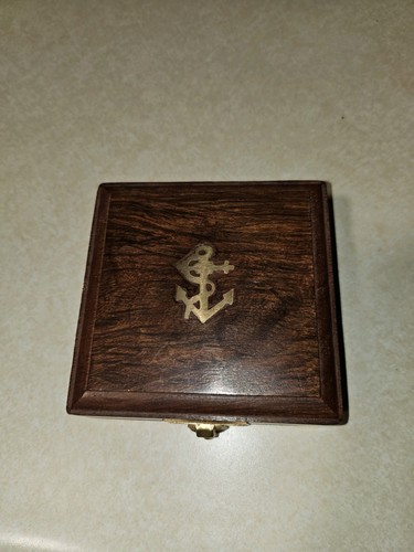 Real brass compass with wooden - real,